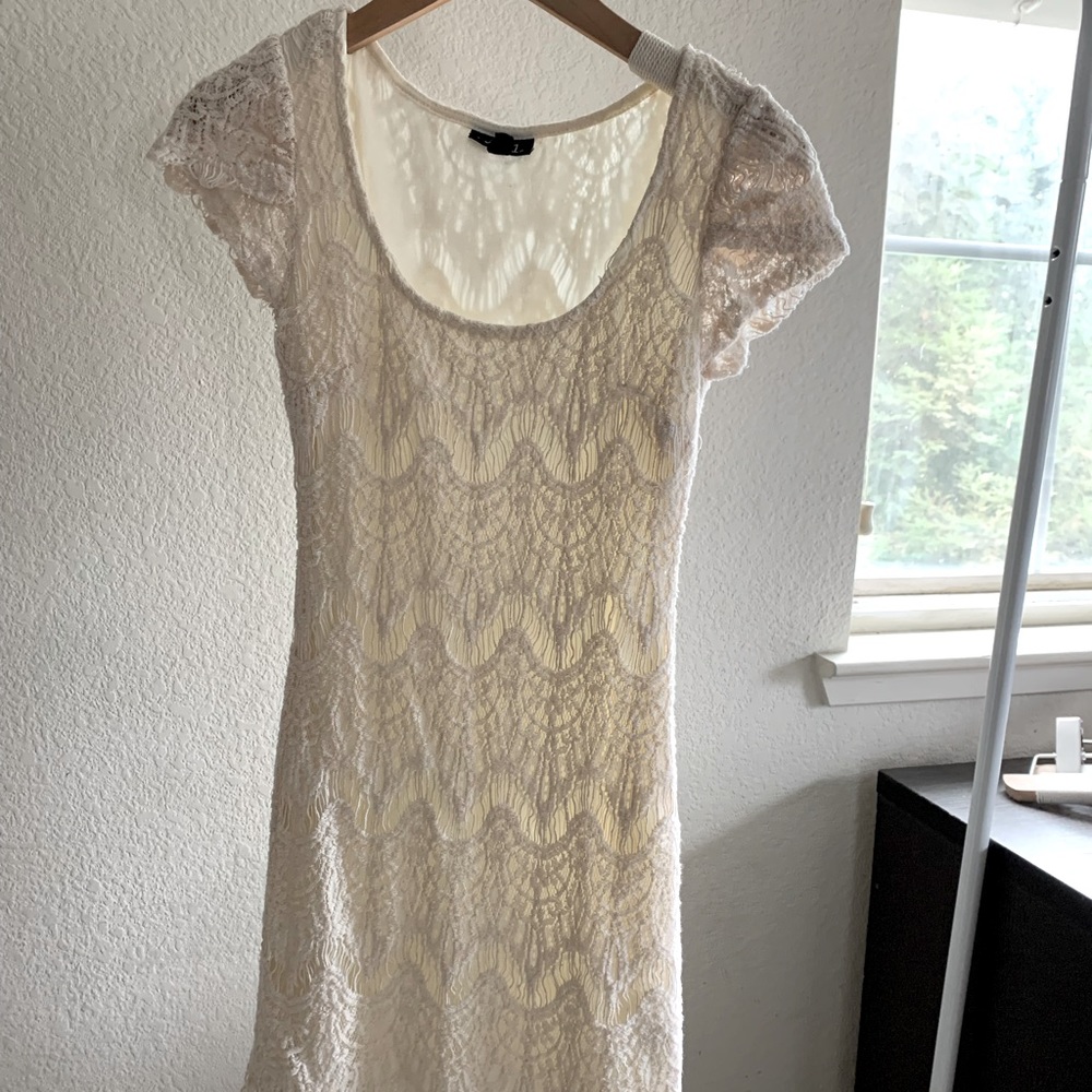 Cream Lace Mini Dress